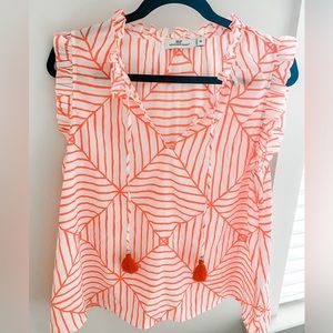 Coral Geometric Vineyard Vines Top